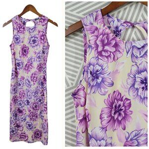 Vintage 90s Semi-sheer Sheath Dress Size 4/6 Floral alt Grunge Sexy Alt Purple